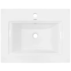 Lavabo en céramique blanc avec garniture de vidage lave-mains moderne 605x465 mm