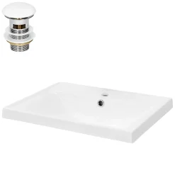 Lavabo en céramique blanc avec garniture de vidage et trop-plein 510x155x415 mm