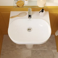 Lavabo en céramique, blanc, l.55 cm Cavally GoodHome