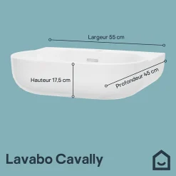 Lavabo en céramique, blanc, l.55 cm Cavally GoodHome