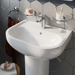 Lavabo en céramique blanche l.57 cm Cavally GoodHome