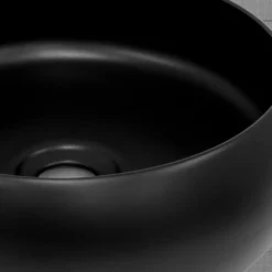 Lavabo en céramique noir avec garniture de vidage lave-mains moderne 350x120 mm