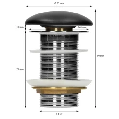 Lavabo en céramique noir avec garniture de vidage lave-mains moderne 350x120 mm