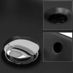 Lavabo en céramique noir lave-mains avec garniture de vidage 590x380x190 mm