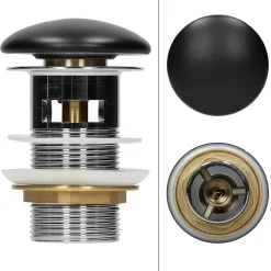 Lavabo en céramique noir lave-mains avec garniture de vidage 590x380x190 mm