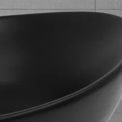 Lavabo en céramique noir lave-mains moderne + garniture de vidage 410x335x145 mm