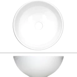 Lavabo en céramique ronde blanc sans trop-plein avec bonde de vidage 280x116 mm