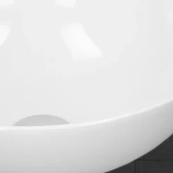 Lavabo en céramique ronde blanc sans trop-plein avec bonde de vidage 280x116 mm