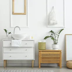 Lavabo en céramique ronde blanc sans trop-plein avec bonde de vidage 280x116 mm