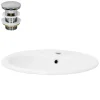 Lavabo encastré céramique blanc brillant ovale avec bonde vidange 57x48,5x19,5cm