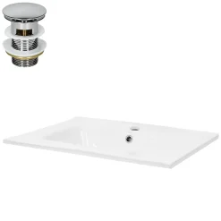Lavabo encastré en céramique blanc avec garniture de vidage chrome 610x460x165mm