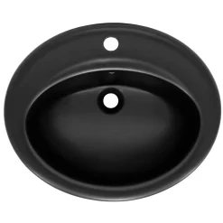 Lavabo encastre en céramique noir moderne avec garniture de vidage