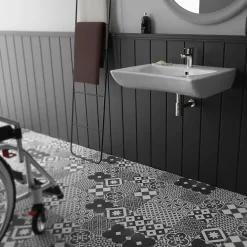 Lavabo ergonomique PMR 66 cm Blanc simple