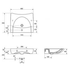 Lavabo ergonomique PMR 66 cm Blanc simple