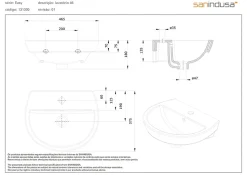 Lavabo mural céramique traditionnelle SANINDUSA 46x37cm Easy blanc (robinet et vidage non inclus)
