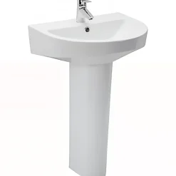 Lavabo mural céramique traditionnelle SANINDUSA UrbY 56 blanc (robinet, vidage et colonne non inclus)