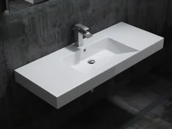 Lavabo mural design 122x48x13,5cm en marbre coulé - BS6036 - blanc