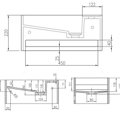 Lavabo mural en fonte minérale 50x30x22cm avec porte-serviettes intégré - blanc mat - PB2078