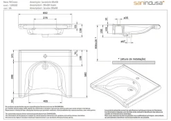 Lavabo mural PMR extra plat galbé normes handicapé porcelaine vitrifiée SANINDUSA NewWCCare blanc 65x58 avec trop plein