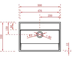 Lavabo mural suspendu design 50x35x40cm en fonte minérale - TW18