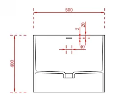 Lavabo mural suspendu design 50x35x40cm en fonte minérale - TW18