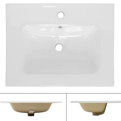 Lavabo éncastre en ceramique blanc vasque lave-main rectangulaire 610x165x460 mm