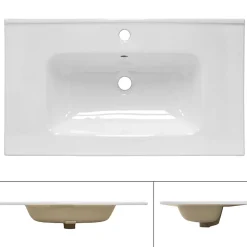 Lavabo éncastre en céramique blanc vasque a poser rectangulaire 810x165x640 mm