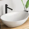 Lavabo ovale avec effet lotus Vasque à poser sans trou pour robinet blanc pur, 41 x 33 x 14,5 cm