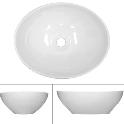 Lavabo ovale en ceramique vasque a poser lave-mains salle de bain 410x330x142mm