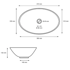 Lavabo ovale en ceramique vasque a poser lave-mains salle de bain 410x330x142mm