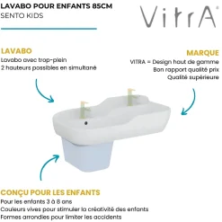 Lavabo pour enfant VITRA Sento Kids 85 cm avec trop-plein