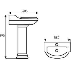 Lavabo retro sur colonne ABERY 58 cm en ceramique