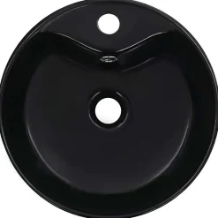 Lavabo rond avec trop-plein (36x13 cm - Noir)