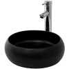 Lavabo rond ceramique noir vasque Evier a poser salle de bain toilette 35x12cm