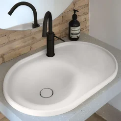Lavabo semi-encastré POALGI résine Wraitom 64x14,5x42 cm blanc série DAL