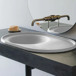 Lavabo semi-encastré POALGI résine Wraitom 64x14,5x42 cm blanc série DAL