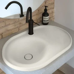 Lavabo semi-encastré POALGI résine Wraitom 64x14,5x42 cm blanc marfil série DAL