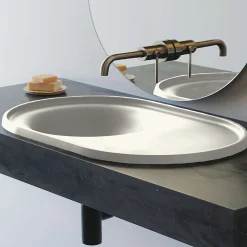 Lavabo semi-encastré POALGI résine Wraitom 64x14,5x42 cm blanc marfil série DAL