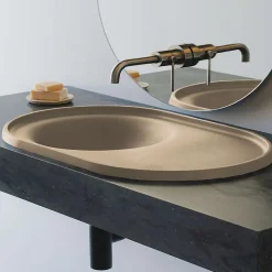 Lavabo semi-encastré POALGI résine Wraitom 64x14,5x42 cm beige albero série DAL