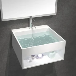 Lavabo Suspendu Carré - Solid Surface Blanc Mat - 50x50 cm - AllDay