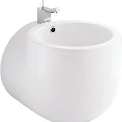 Lavabo suspendu cylindrique contemporain céramique traditionnelle SANINDUSA WCA blanc (robinet non inclus)