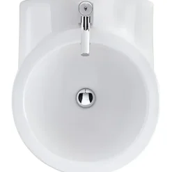 Lavabo suspendu cylindrique contemporain céramique traditionnelle SANINDUSA WCA blanc (robinet non inclus)