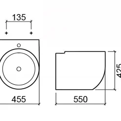 Lavabo suspendu cylindrique contemporain céramique traditionnelle SANINDUSA WCA blanc (robinet non inclus)