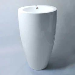 Lavabo Totem Rond - Céramique Blanc - 50x85 cm - Ove