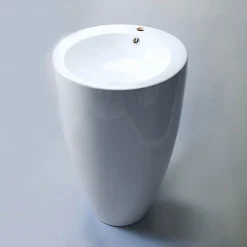 Lavabo Totem Rond - Céramique Blanc - 50x85 cm - Ove