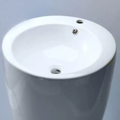 Lavabo Totem Rond - Céramique Blanc - 50x85 cm - Ove