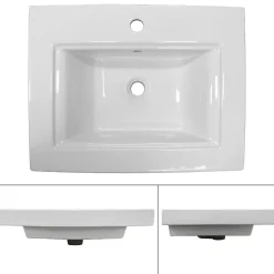 Lavabo vasque a encastrer ceramique Evier encastré salle de bain 60x46x16 cm
