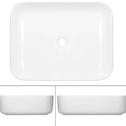 Lavabo vasque a poser ceramique lave-main salle de bain blanc 505 x 395 x 135 mm