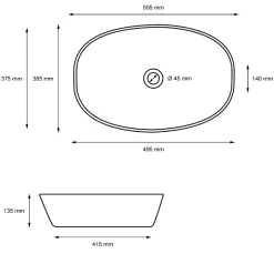 Lavabo vasque a poser en ceramique blanche Evier ovale salle de bain 505x385 mm