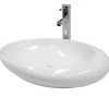Lavabo vasque a poser en ceramique blanche Evier ovale salle de bain 585x375 mm